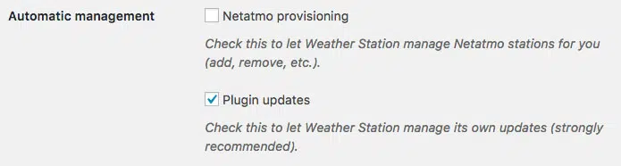 Automatic update of Weather Station